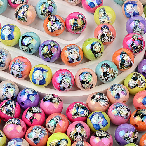 16mm Corpse Bride Halloween Bubblegum Beads, AB Iridescent Spooky | Acrylic Bead for DIY Bracelet Keychain Jewelry Making