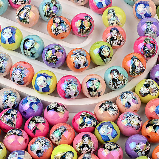 16mm Corpse Bride Halloween Bubblegum Beads, AB Iridescent Spooky | Acrylic Bead for DIY Bracelet Keychain Jewelry Making