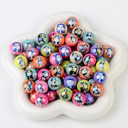 16mm Corpse Bride Halloween Bubblegum Beads, AB Iridescent Spooky | Acrylic Bead for DIY Bracelet Keychain Jewelry Making