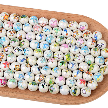16mm Ocean Sea Life Bubblegum Beads, AB Luster Mixed Starfish | Acrylic Bead for DIY Bracelet Keychain Jewelry Making