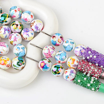 16mm Ocean Sea Life Bubblegum Beads, AB Luster Mixed Starfish | Acrylic Bead for DIY Bracelet Keychain Jewelry Making