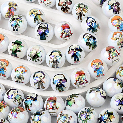16mm Halloween Horror Movie Characters Bubblegum Beads, AB Luster | Acrylic Bead for DIY Bracelet Keychain Jewelry Making