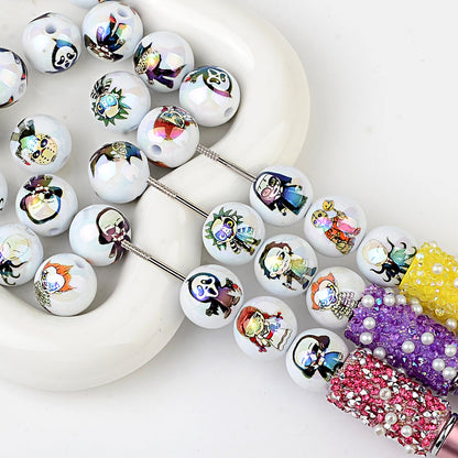 16mm Halloween Horror Movie Characters Bubblegum Beads, AB Luster | Acrylic Bead for DIY Bracelet Keychain Jewelry Making