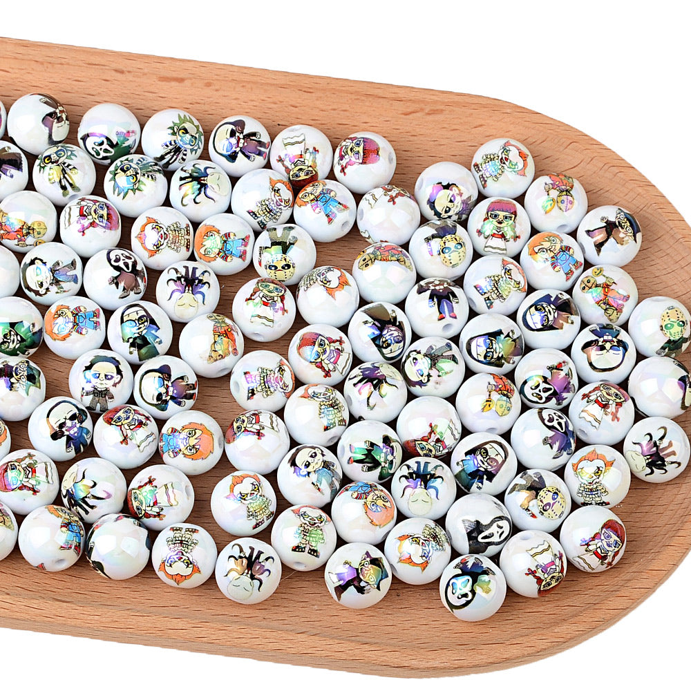 16mm Halloween Horror Movie Characters Bubblegum Beads, AB Luster | Acrylic Bead for DIY Bracelet Keychain Jewelry Making