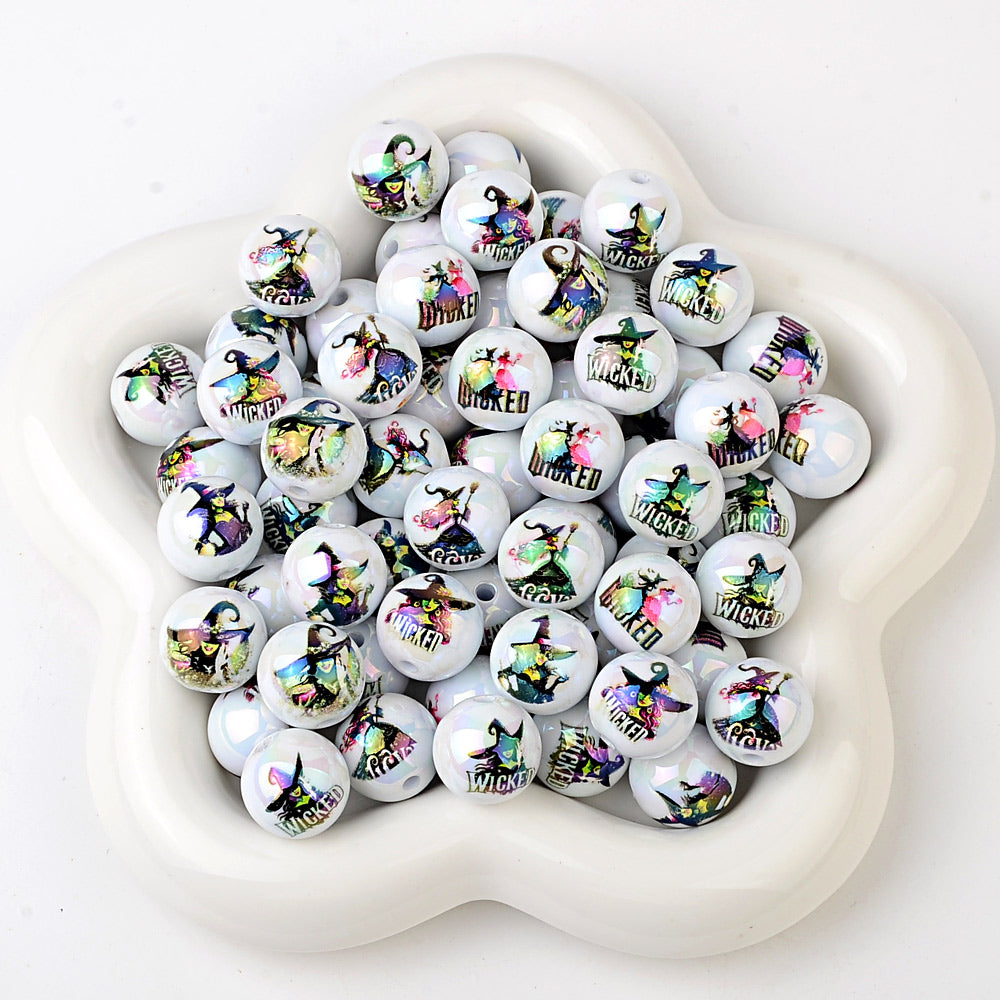 16mm Halloween Witch Bubblegum Beads, AB Luster Wicked Spooky | Acrylic Bead for DIY Bracelet Keychain Jewelry Making