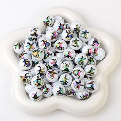 16mm Halloween Witch Bubblegum Beads, AB Luster Wicked Spooky | Acrylic Bead for DIY Bracelet Keychain Jewelry Making