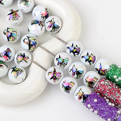 16mm Halloween Witch Bubblegum Beads, AB Luster Wicked Spooky | Acrylic Bead for DIY Bracelet Keychain Jewelry Making