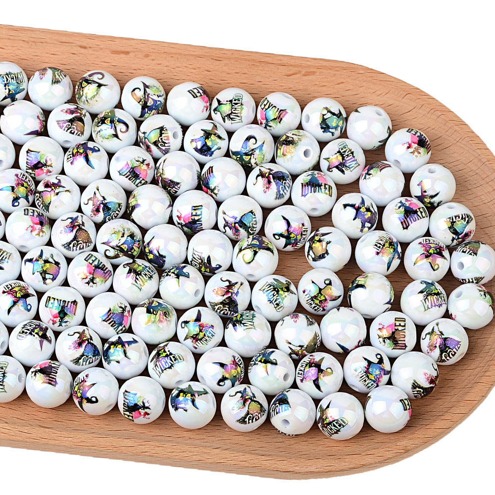 16mm Halloween Witch Bubblegum Beads, AB Luster Wicked Spooky | Acrylic Bead for DIY Bracelet Keychain Jewelry Making