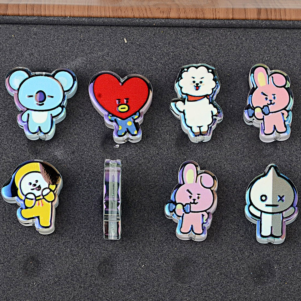BT21 Cartoon Characters Bubblegum Beads, AB Iridescent Acrylic | Acrylic Bead for DIY Bracelet Keychain Jewelry Making