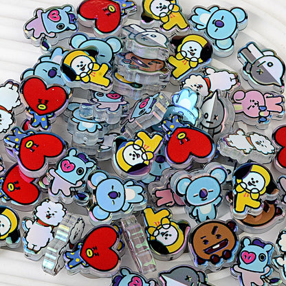 BT21 Cartoon Characters Bubblegum Beads, AB Iridescent Acrylic | Acrylic Bead for DIY Bracelet Keychain Jewelry Making