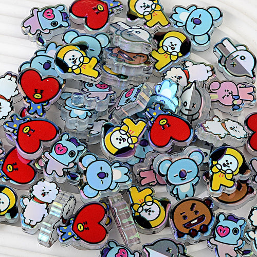 BT21 Cartoon Characters Bubblegum Beads, AB Iridescent Acrylic | Acrylic Bead for DIY Bracelet Keychain Jewelry Making