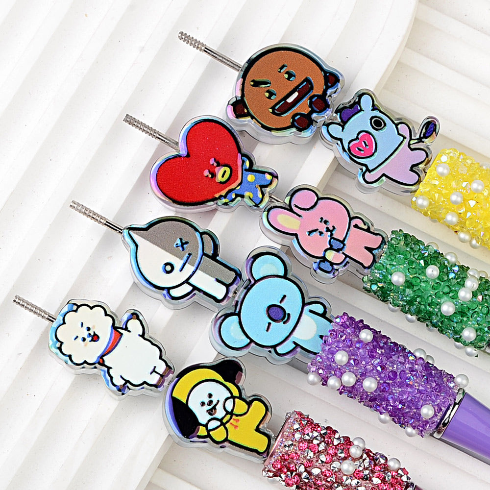 BT21 Cartoon Characters Bubblegum Beads, AB Iridescent Acrylic | Acrylic Bead for DIY Bracelet Keychain Jewelry Making