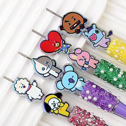 BT21 Cartoon Characters Bubblegum Beads, AB Iridescent Acrylic | Acrylic Bead for DIY Bracelet Keychain Jewelry Making