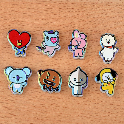 BT21 Cartoon Characters Bubblegum Beads, AB Iridescent Acrylic | Acrylic Bead for DIY Bracelet Keychain Jewelry Making