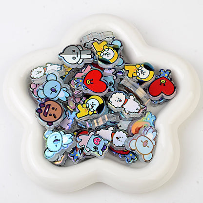 BT21 Cartoon Characters Bubblegum Beads, AB Iridescent Acrylic | Acrylic Bead for DIY Bracelet Keychain Jewelry Making