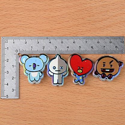 BT21 Cartoon Characters Bubblegum Beads, AB Iridescent Acrylic | Acrylic Bead for DIY Bracelet Keychain Jewelry Making