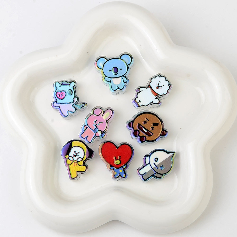BT21 Cartoon Characters Bubblegum Beads, AB Iridescent Acrylic | Acrylic Bead for DIY Bracelet Keychain Jewelry Making