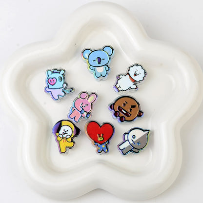 BT21 Cartoon Characters Bubblegum Beads, AB Iridescent Acrylic | Acrylic Bead for DIY Bracelet Keychain Jewelry Making