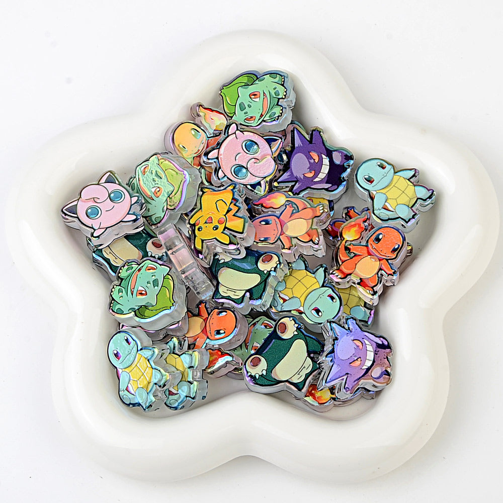Pokemon Anime Characters Bubblegum Beads, AB Iridescent Acrylic | Acrylic Bead for DIY Bracelet Keychain Jewelry Making
