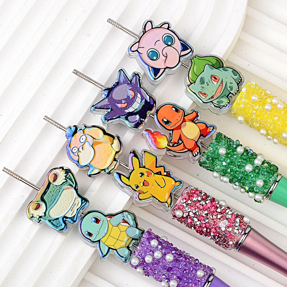 Pokemon Anime Characters Bubblegum Beads, AB Iridescent Acrylic | Acrylic Bead for DIY Bracelet Keychain Jewelry Making