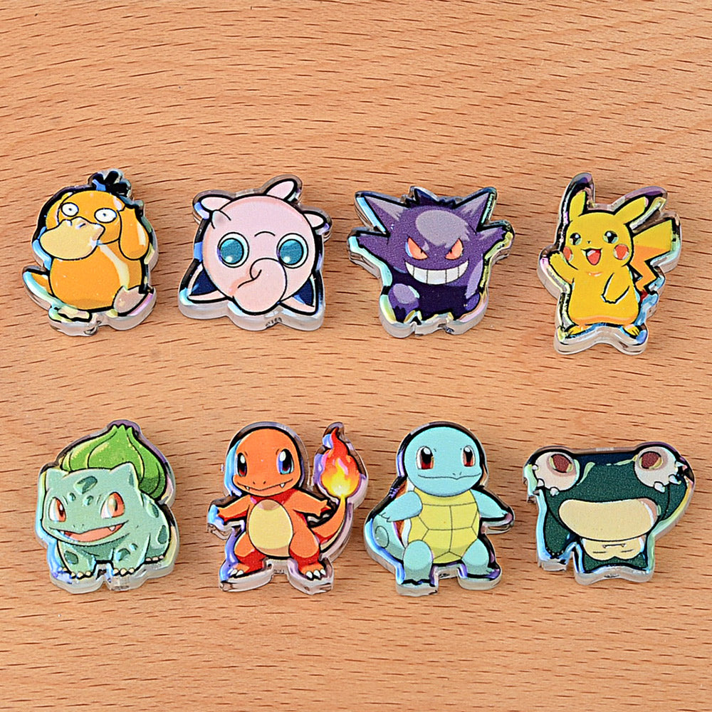 Pokemon Anime Characters Bubblegum Beads, AB Iridescent Acrylic | Acrylic Bead for DIY Bracelet Keychain Jewelry Making
