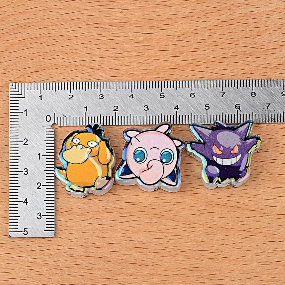Pokemon Anime Characters Bubblegum Beads, AB Iridescent Acrylic | Acrylic Bead for DIY Bracelet Keychain Jewelry Making