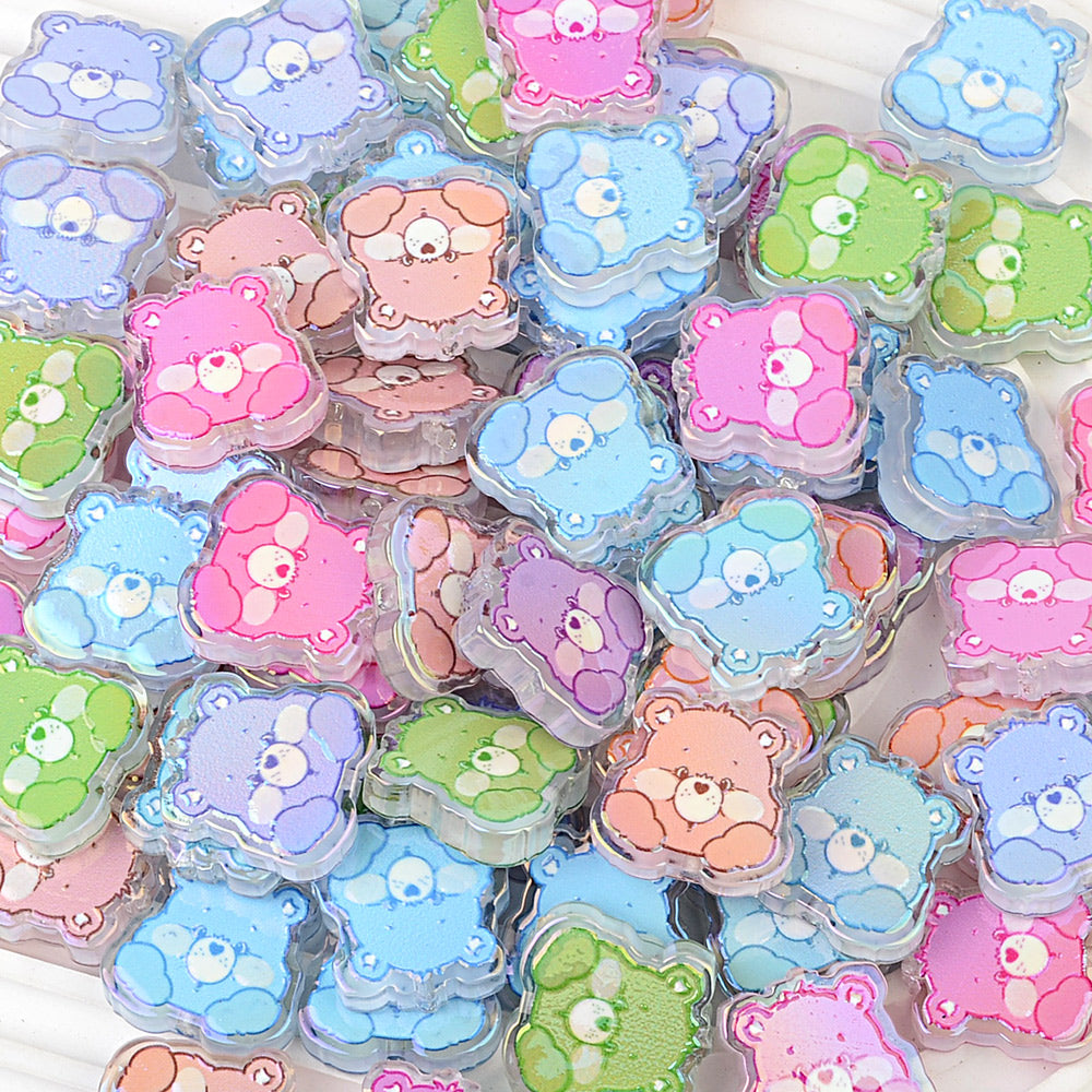 Funny Sarcastic Bears Acrylic Focal Beads, AB Iridescent Adult | Acrylic Bead for DIY Bracelet Keychain Jewelry Making