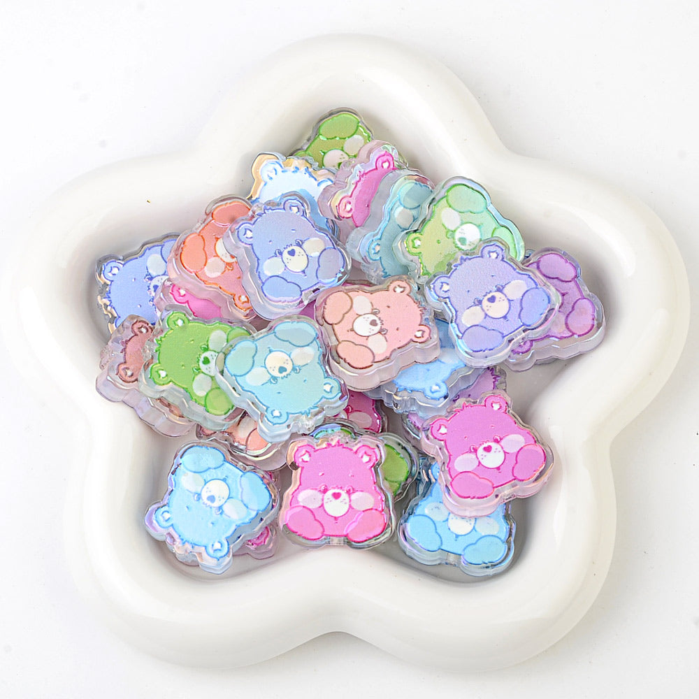 Funny Sarcastic Bears Acrylic Focal Beads, AB Iridescent Adult | Acrylic Bead for DIY Bracelet Keychain Jewelry Making