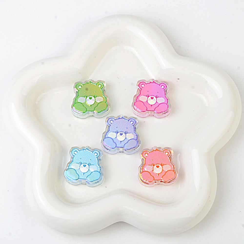Funny Sarcastic Bears Acrylic Focal Beads, AB Iridescent Adult | Acrylic Bead for DIY Bracelet Keychain Jewelry Making