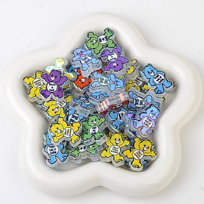 Funny Sarcastic Bears Acrylic Focal Beads, AB Iridescent Adult | Acrylic Bead for DIY Bracelet Keychain Jewelry Making