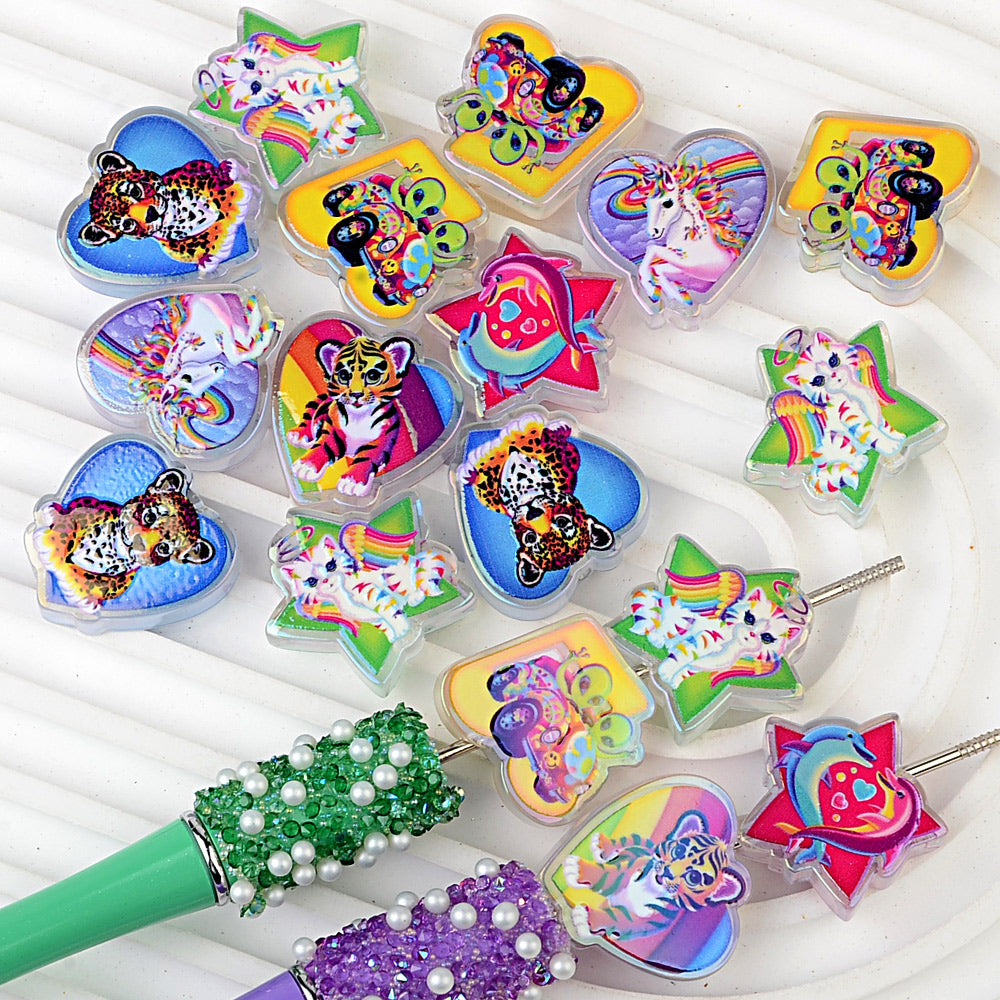 90s Retro Rainbow Animals Acrylic Bubblegum Beads, AB Iridescent | Acrylic Bead for DIY Bracelet Keychain Jewelry Making