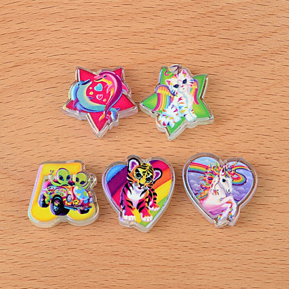 90s Retro Rainbow Animals Acrylic Bubblegum Beads, AB Iridescent | Acrylic Bead for DIY Bracelet Keychain Jewelry Making