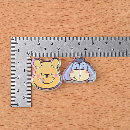 Winnie the Pooh Cartoon Characters Bubblegum Beads, AB Iridescent | Acrylic Bead for DIY Bracelet Keychain Jewelry Making