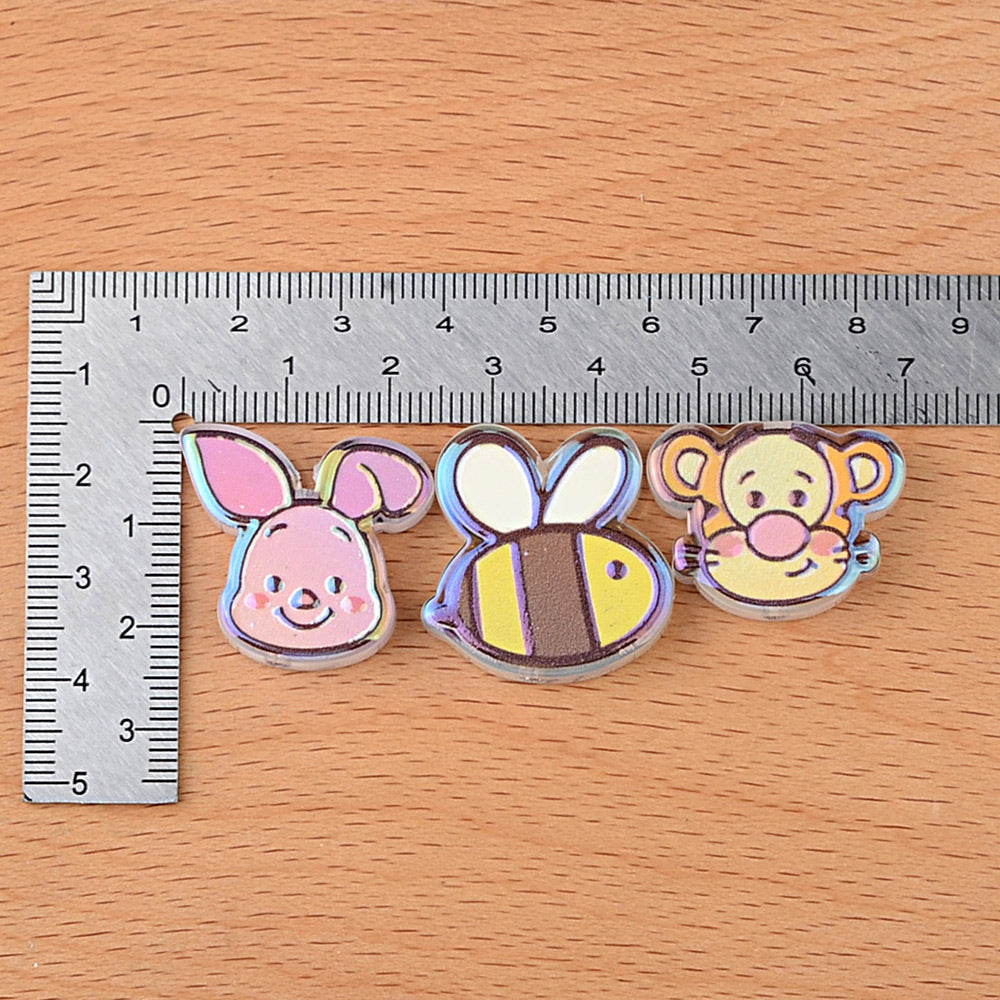 Winnie the Pooh Cartoon Characters Bubblegum Beads, AB Iridescent | Acrylic Bead for DIY Bracelet Keychain Jewelry Making