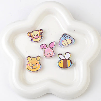 Winnie the Pooh Cartoon Characters Bubblegum Beads, AB Iridescent | Acrylic Bead for DIY Bracelet Keychain Jewelry Making