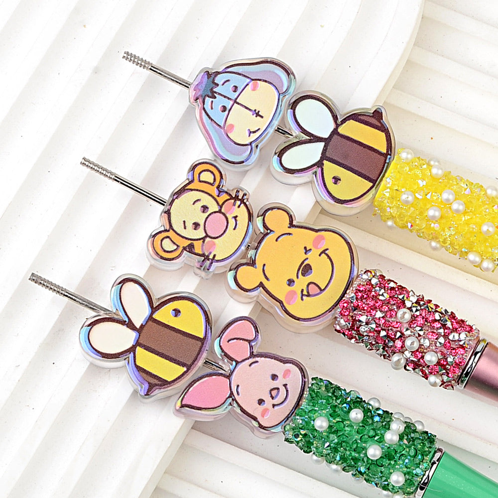 Winnie the Pooh Cartoon Characters Bubblegum Beads, AB Iridescent | Acrylic Bead for DIY Bracelet Keychain Jewelry Making