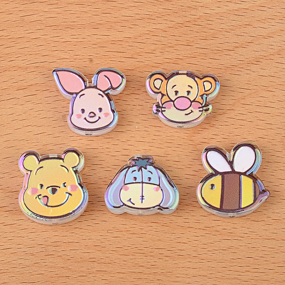 Winnie the Pooh Cartoon Characters Bubblegum Beads, AB Iridescent | Acrylic Bead for DIY Bracelet Keychain Jewelry Making