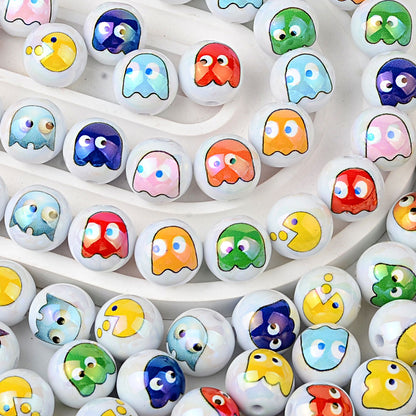 3D Retro Arcade Game Characters Resin Focal Beads, Cute Pac-Man & | Acrylic Bead for DIY Bracelet Keychain Jewelry Making