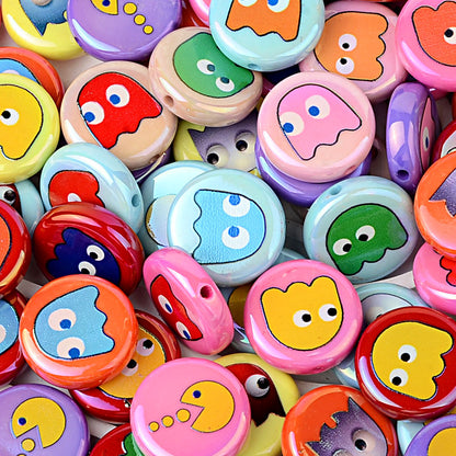 3D Retro Arcade Game Characters Resin Focal Beads, Cute Pac-Man & | Acrylic Bead for DIY Bracelet Keychain Jewelry Making