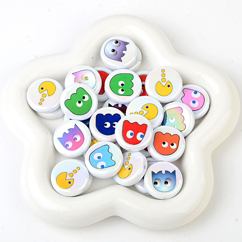 3D Retro Arcade Game Characters Resin Focal Beads, Cute Pac-Man & | Acrylic Bead for DIY Bracelet Keychain Jewelry Making