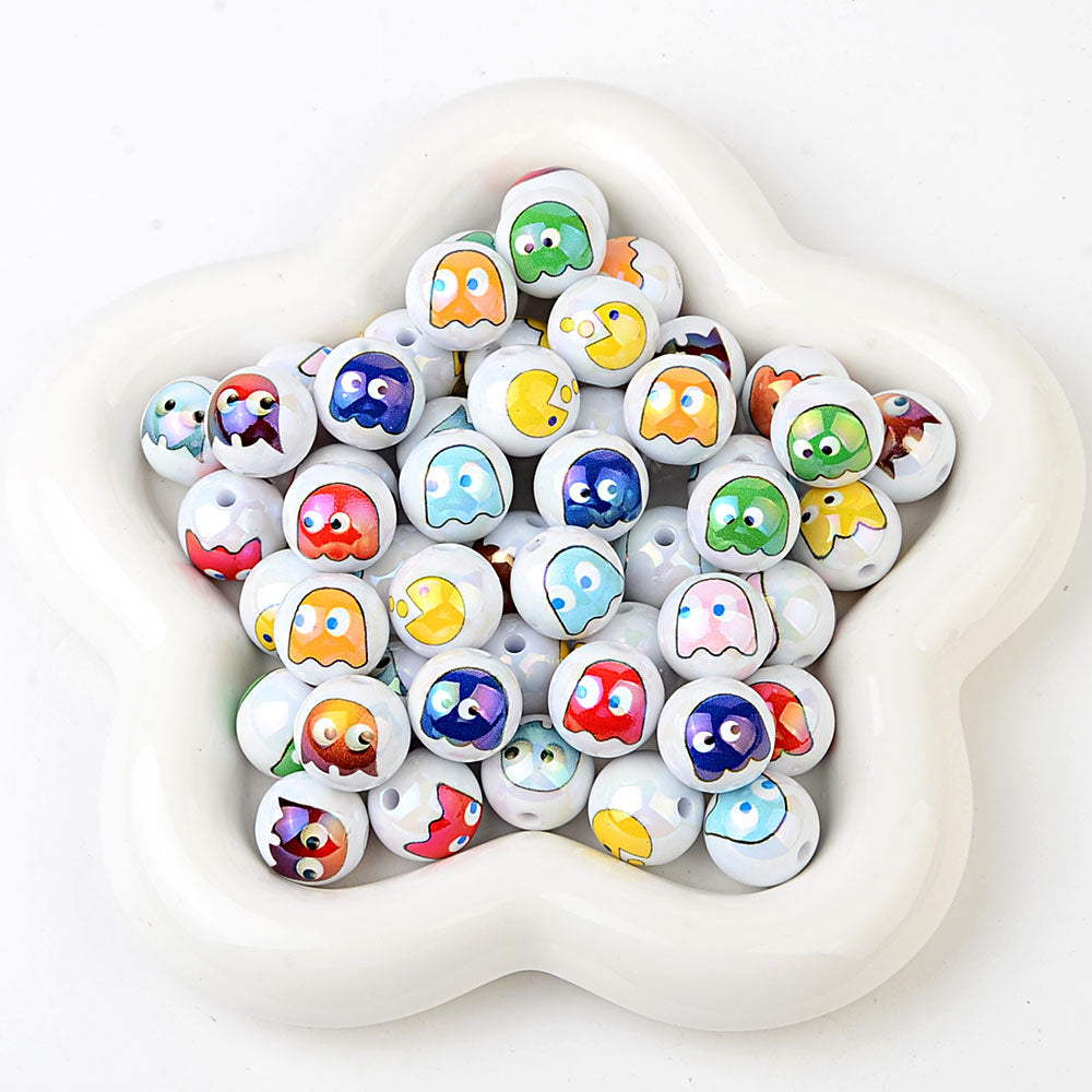 3D Retro Arcade Game Characters Resin Focal Beads, Cute Pac-Man & | Acrylic Bead for DIY Bracelet Keychain Jewelry Making
