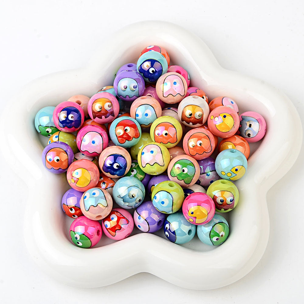 3D Retro Arcade Game Characters Resin Focal Beads, Cute Pac-Man & | Acrylic Bead for DIY Bracelet Keychain Jewelry Making