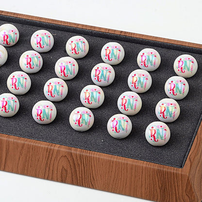 16mm RN Nurse Bubblegum Beads, AB Luster Registered Nurse Medical | Acrylic Bead for DIY Bracelet Keychain Jewelry Making