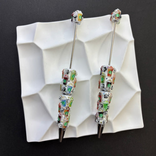 3D Coffee Cups & Flower Cylinder Beads, Embossed Iced Frappuccino Faux Crystal Camellia | DIY Beadable Pen Craft Gift Idea