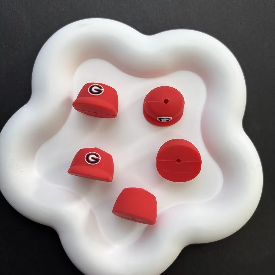 Red Team G Baseball Hat Silicone Focal Beads, Sports Red Cap Focal Bead for | DIY Sports Fan Bracelet & Keychain Craft Bead