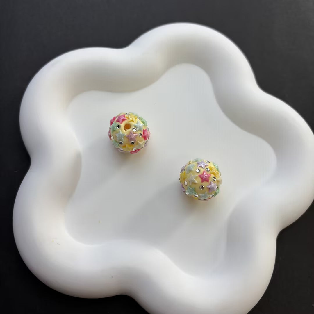 3D Hand-Painted Acrylic Chunky Beads for Beadable Pens, Rhinestone | Acrylic Bead for DIY Bracelet Keychain Jewelry Making
