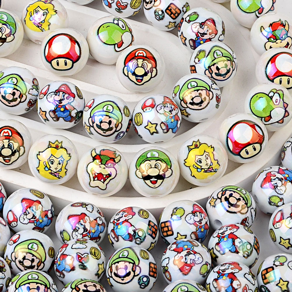 16mm Super Mario Bros Silicone Focal Beads | Acrylic Bead for DIY Bracelet Keychain Jewelry Making