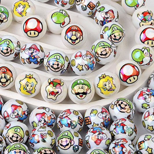 16mm Super Mario Bros Silicone Focal Beads | Acrylic Bead for DIY Bracelet Keychain Jewelry Making