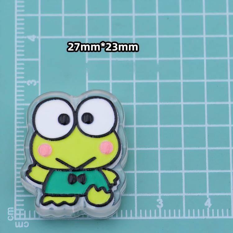 3D Keroppi Frog Acrylic Focal Beads, Cute Anime Green Character Double-Sided Spacer Beads for DIY Beadable Pens, Keychains, Kawaii Bag Charms