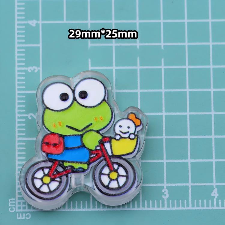 3D Keroppi Frog Acrylic Focal Beads, Cute Anime Green Character Double-Sided Spacer Beads for DIY Beadable Pens, Keychains, Kawaii Bag Charms
